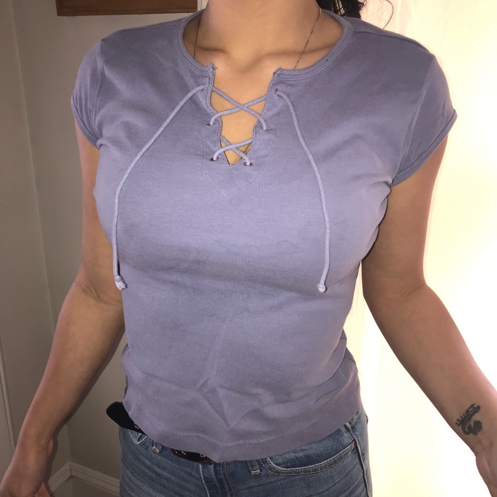 Lilac Front Laced T-Shirt